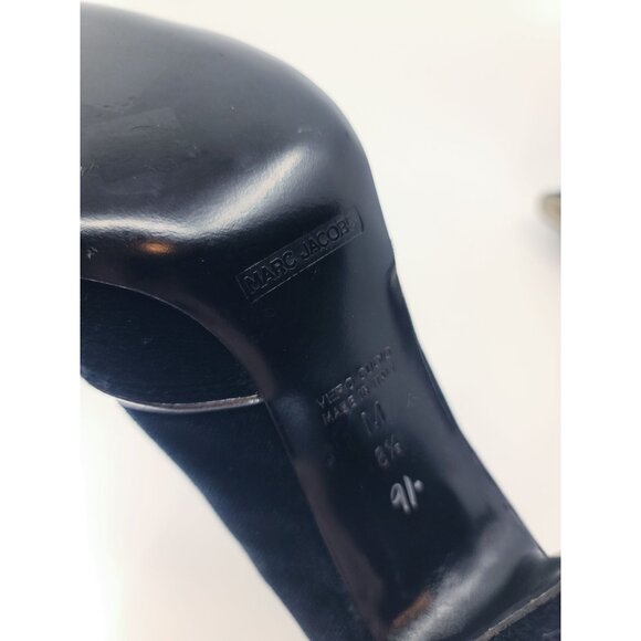 Marc Jacobs Vintage Black Open Toe Suede Bow Pumps Size 8.5 - Picture 7 of 7